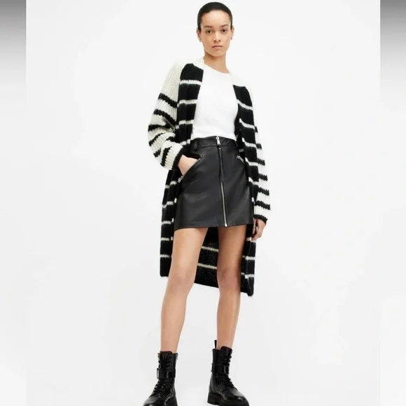 All Saints Sweaters Nwt Lou Striped Relaxed Fit Cardigan Size
